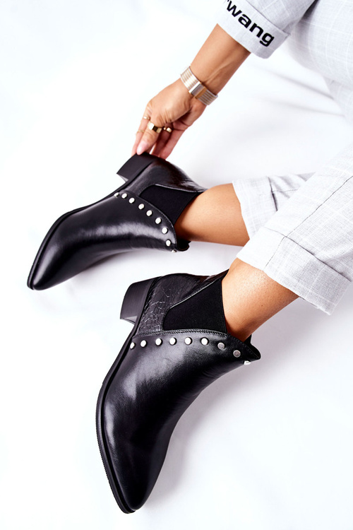 Жіночі черевики челсі на блочному каблуці Чорні човники