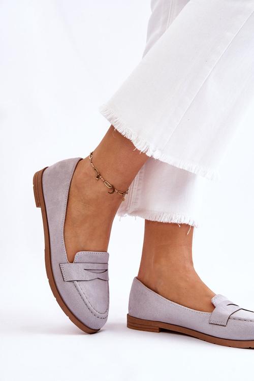 Зручні замшеві жіночі лофери сірі Lucca