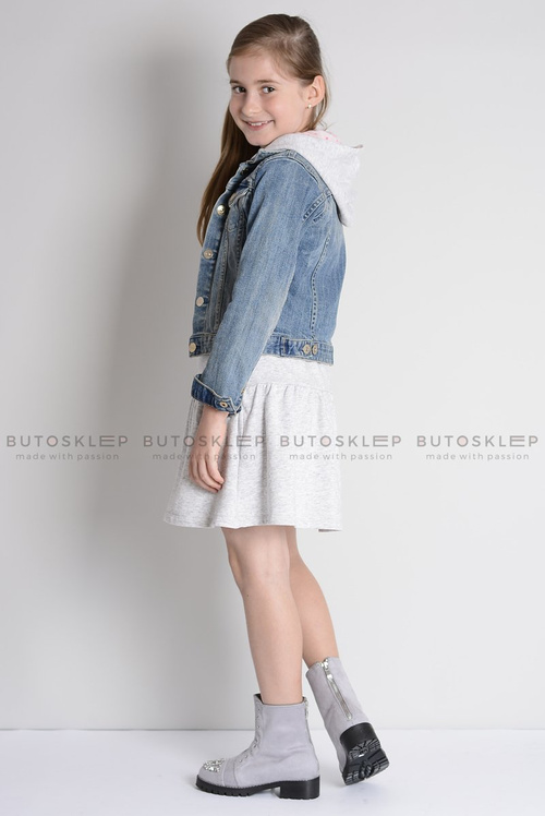 Сірі дитячі чоботи з цирконієм LittleCarrie