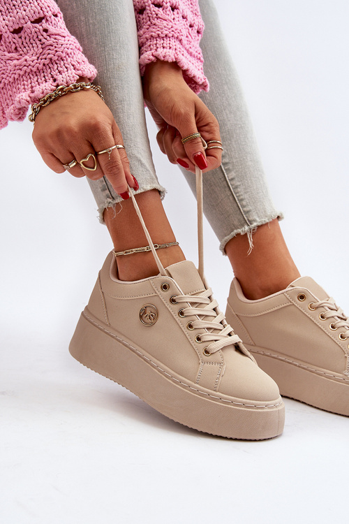 Жіночі кросівки на платформі бежевого кольору Eshen