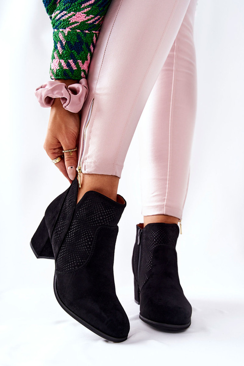 Замшеві чоботи на підборах Black Elisea