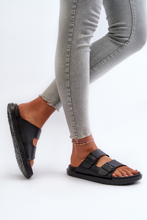 Жіночі шльопанці з легкої піни з пряжками Big Star NN274A750 чорні