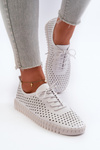 Жіночі шкіряні кросівки з мереживним малюнком Білі Ilvima