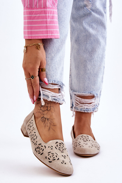 Ажурні жіночі лофери Sergio Leone BL627 Бежеві