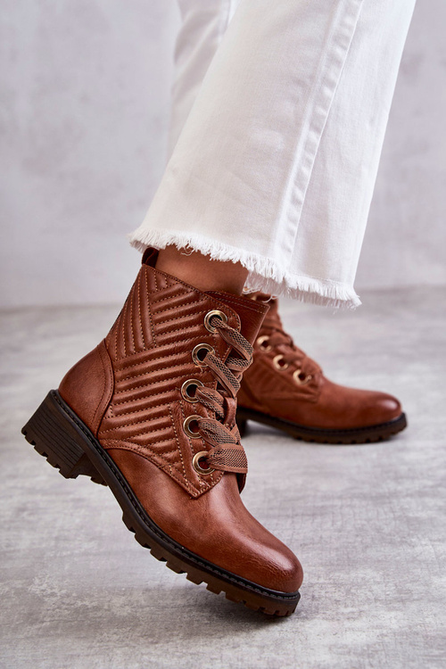 Шкіряні стьобані черевики з утеплюючим коричневим кольором Torino