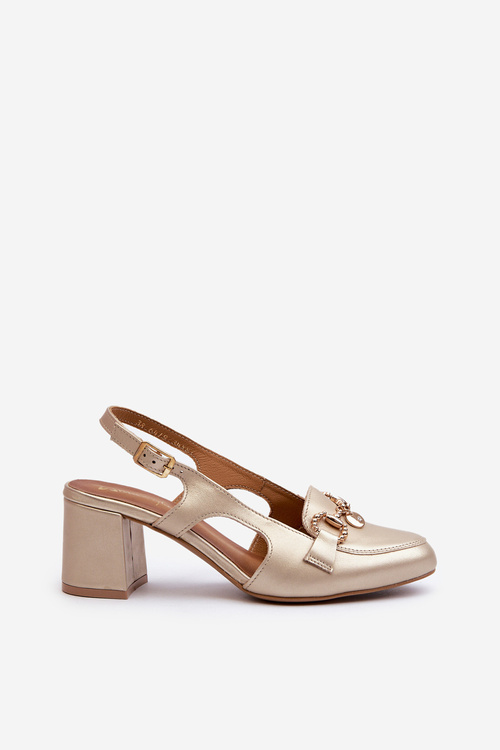 Шкіряні босоніжки на підборах Maciejka 06419-25 золото