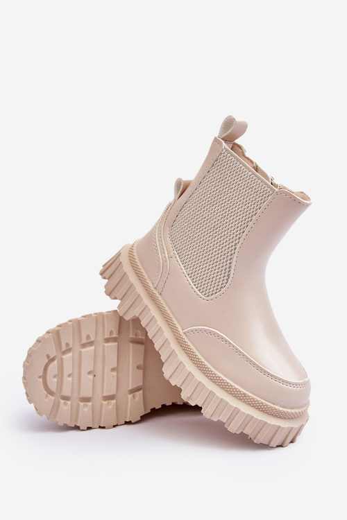 Дитячі утеплені чоботи на блискавці, бежевого кольору Jolynn