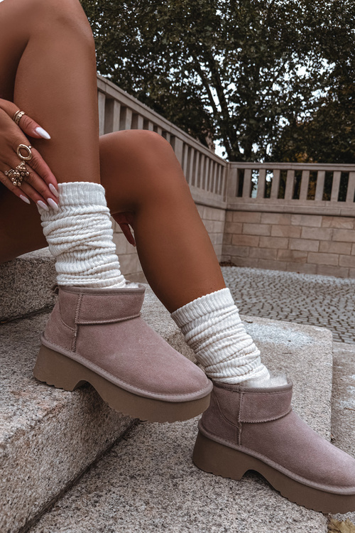 Жіночі зимові черевики з натурального замші з хутряною підкладкою Khaki Milora