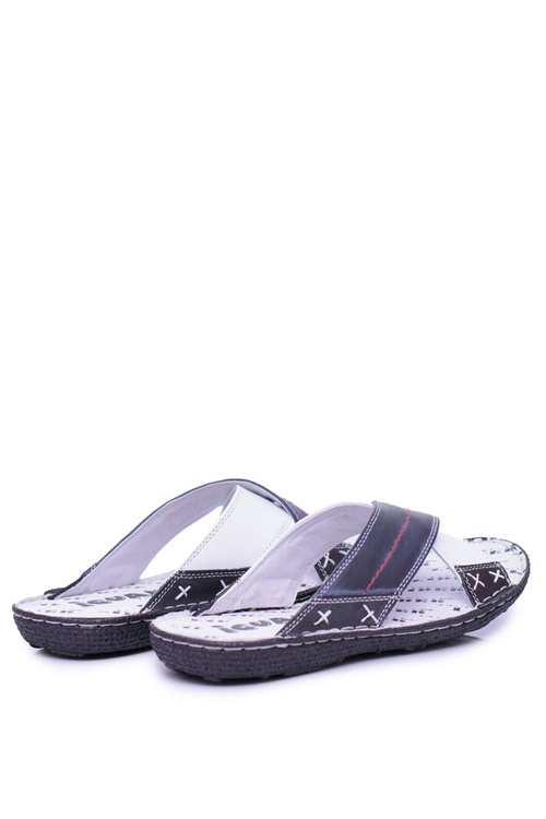 Темно-сині легкі шкіряні чоловічі шльопанці. Добре