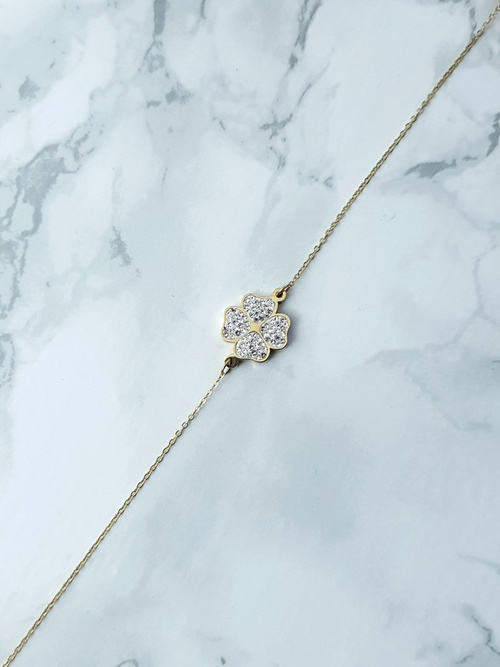 Жіночий золотий браслет-ланцюжок з конюшиною Selene