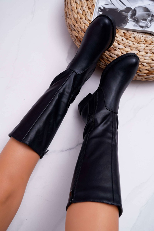 Жіночі черевики Sergio Leone з гумовим верхом утеплені чорні KZ528