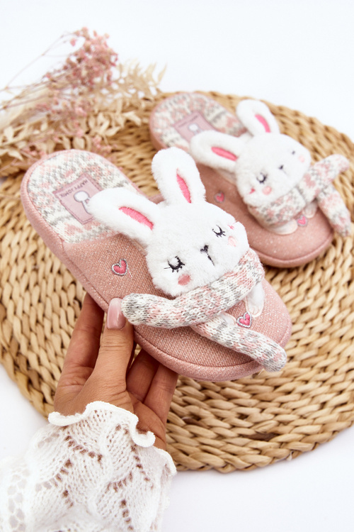 Дитячі тапочки на товстій підошві рожеві зайчики Dasca