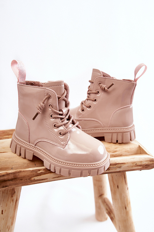 Лаковані теплі чоботи світло-бежеві Heidi