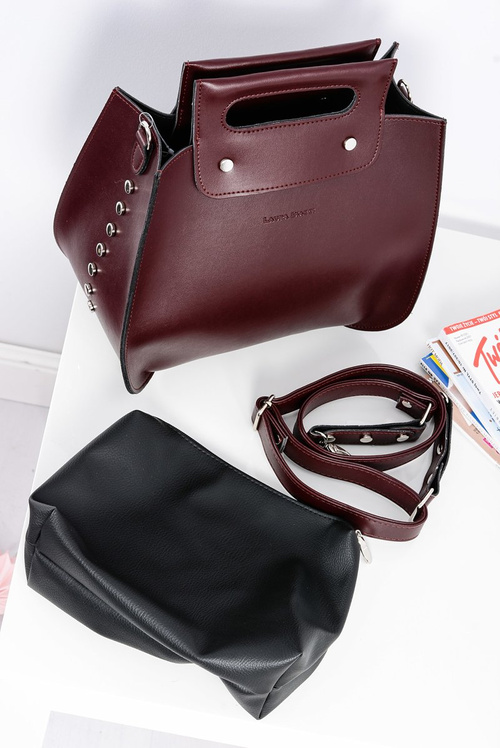 Велика жіноча темно-бордова сумочка через плече