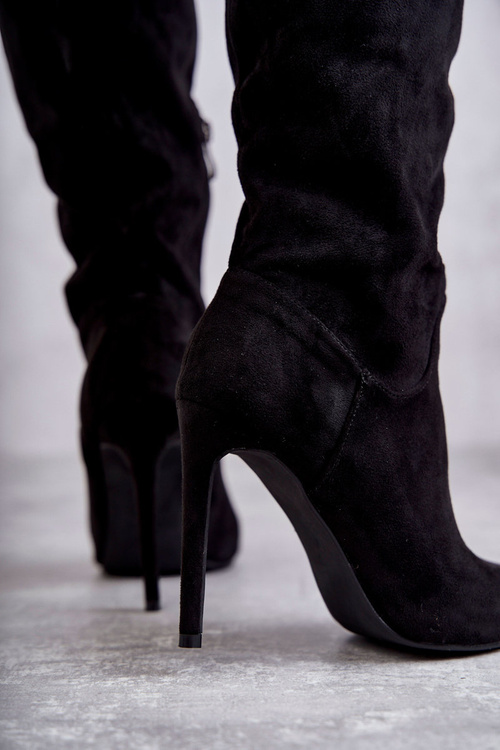 Класичні замшеві чорні чоботи на чорному Ameya