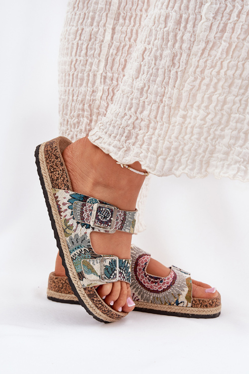 Візерункові жіночі тапочки на корковій платформі з пряжками Lee Cooper LCW-25-35-3483L Багатоколірні