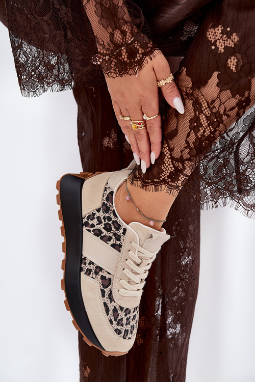 Замшеві Жіночі Кросівки На Платформі Пантера Vinceza 66793 Бежеві