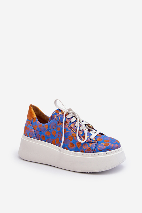 Шкіряне спортивне взуття на платформі Maciejka 06191-06 синій