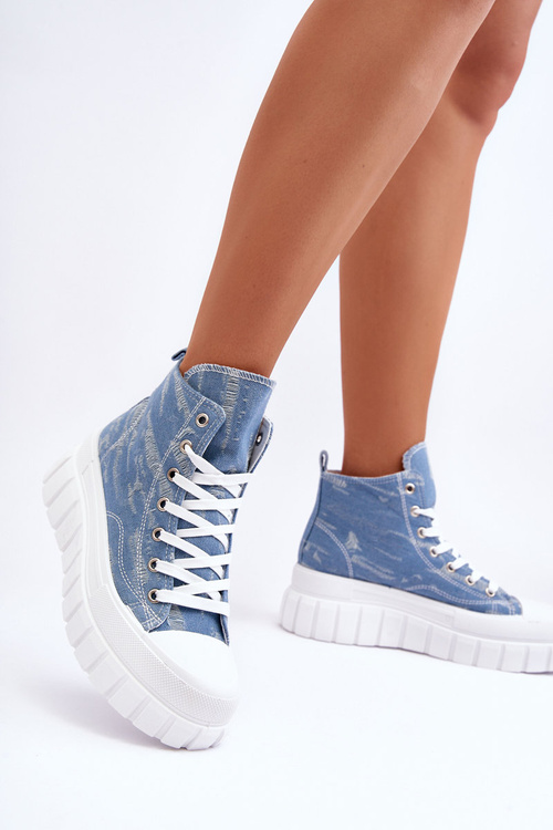 Жіночі кросівки з високого матеріалу сині Degas