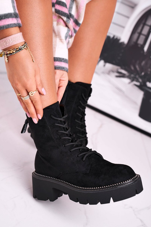 Жіночі черевики на плоскій підошві Чорні Malawi