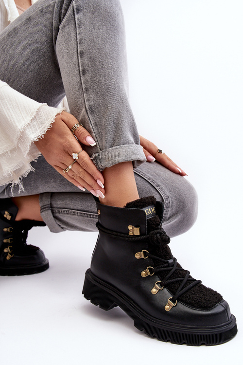 Шкіряні черевики Trapper жіночі GOE MM2N4082 Чорні