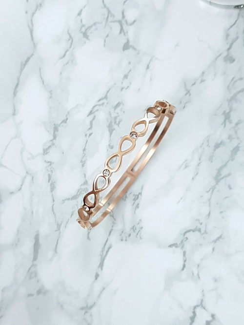 Жіночий сталевий браслет із цирконієм Infinity Pink Gold Glam
