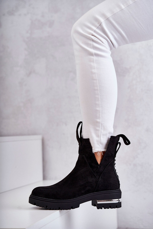 Замшеві черевики з вирізами Чорні Elvera