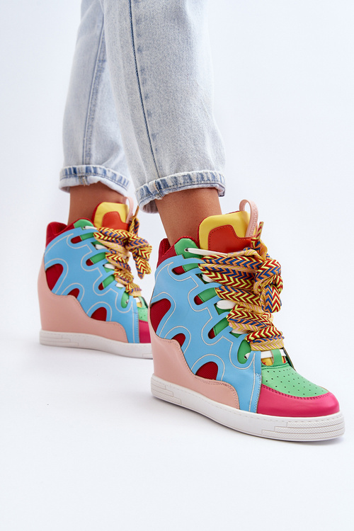 Жіночі кросівки на платформі різнокольорові леопардові