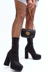 Чоботи на високих підборах із блискавкою Чорні Peculia 
