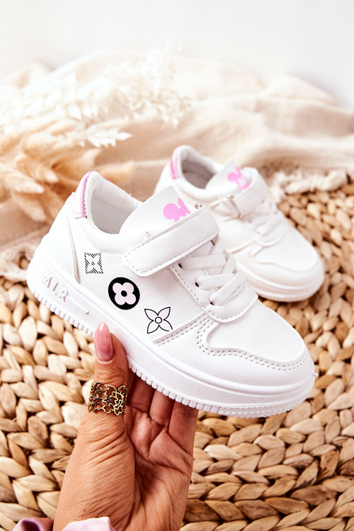 Дитяче спортивне взуття на липучці Білий Рожевий Aletris