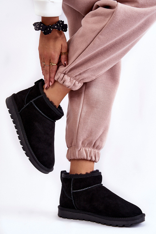 Жіночі замшеві низькі зимові черевики Black Shelie