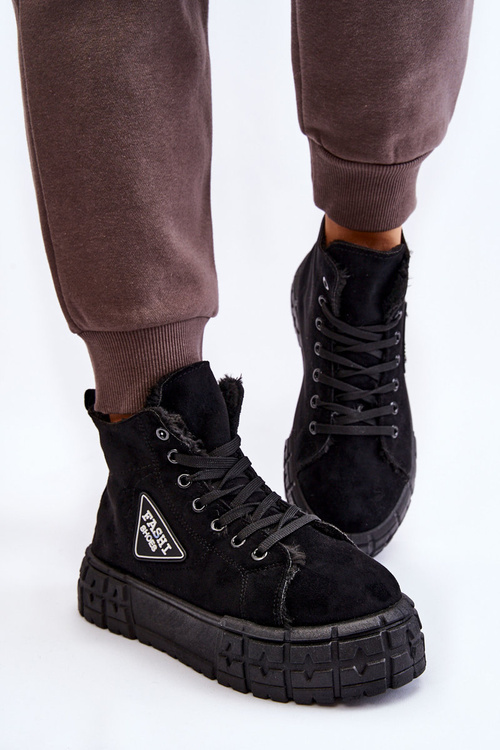 Замшеві кросівки з високим утепленням, чорні Evren