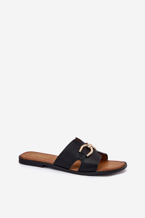 Жіночі Плоскі Сандалі З Декоративним Елементом Чорні Amiresna