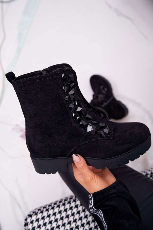 Чоботи жіночі теплі замшеві чорні Gerta