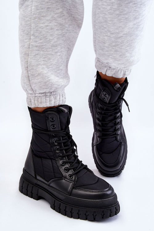 Жіночі утеплювальні черевики на шнурівці Аріадна чорного кольору