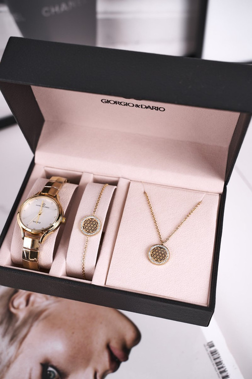 Набір годинників, браслет, намисто, золота монета Giorgio&Dario