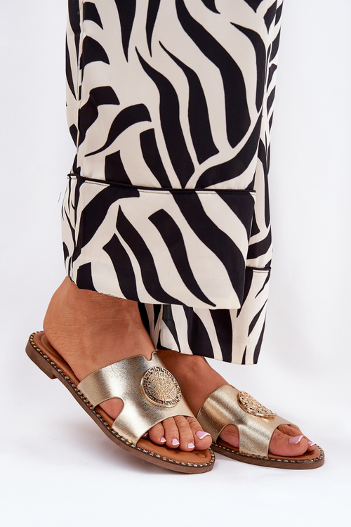 Плоскі Жіночі Сандалі З Декоративною Деталлю Золоті Oferry