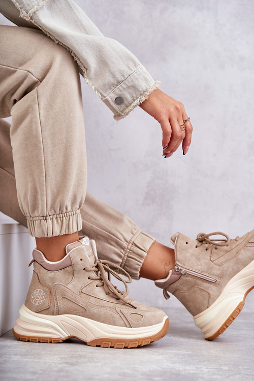 Черевики туристичні на платформі Lee Cooper LCJ-22-44-1352L Beige