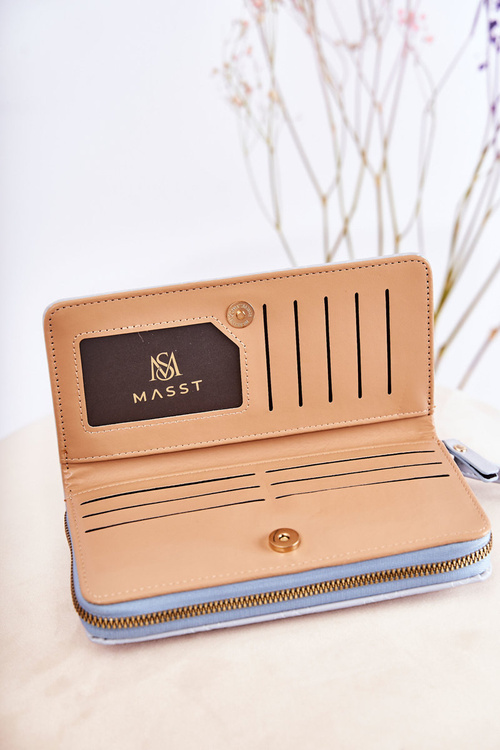 Гаманець жіночий великий з орнаментом світло-блакитний Fabio