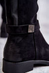 Жіночі замшеві чоботи на плоскій підошві Чорні Henrike