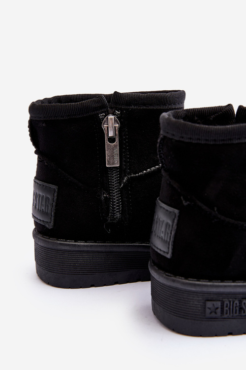 Дитячі снігові черевики на хутряній підкладці на блискавці чорні, велика зірка MM374100