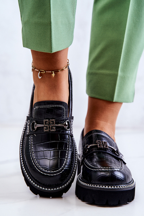 Шкіряні туфлі Snake With Ornament Black Adison