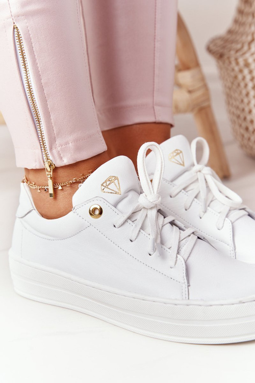 Жіночі шкіряні кросівки на платформі білі Nicole 2645