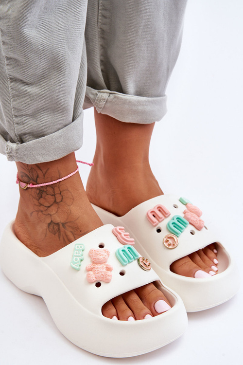 Жіночі м'які поролонові тапочки з декором Білий Лорі