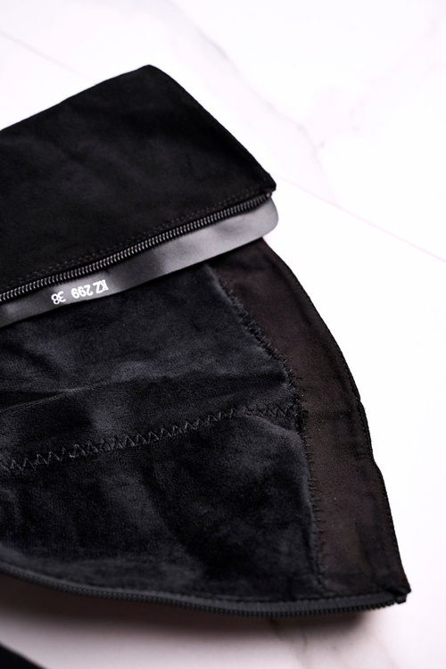 Жіночі високі чоботи замшеві Sergio Leone чорні KZ299