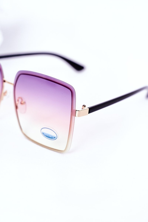 Золоті квадратні сонцезахисні окуляри фіолетово-жовтого омбре