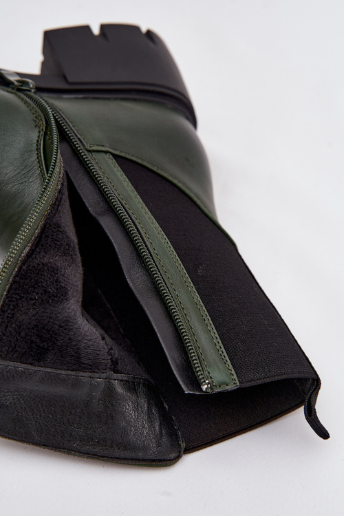 Жіночі Чоботи На Блоці Еко Шкіра Темно-зелені Kyra