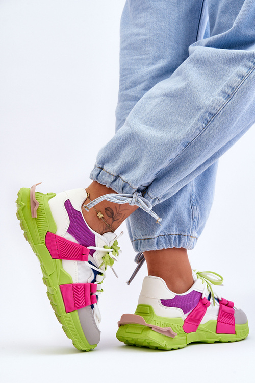 Жіночі модні спортивні туфлі зелено-рожеві Chillout!
