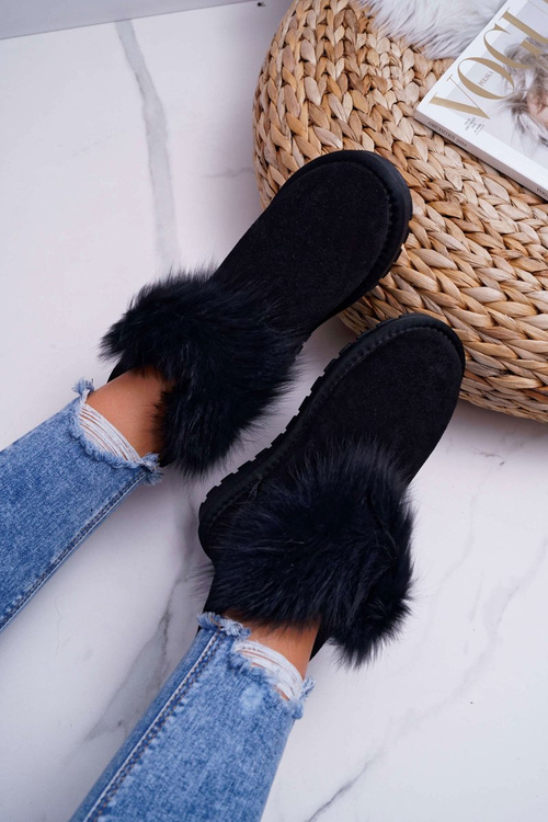 Жіночі черевики Снігові черевики Фліс Утеплена шкіра Замша Чорний Memento