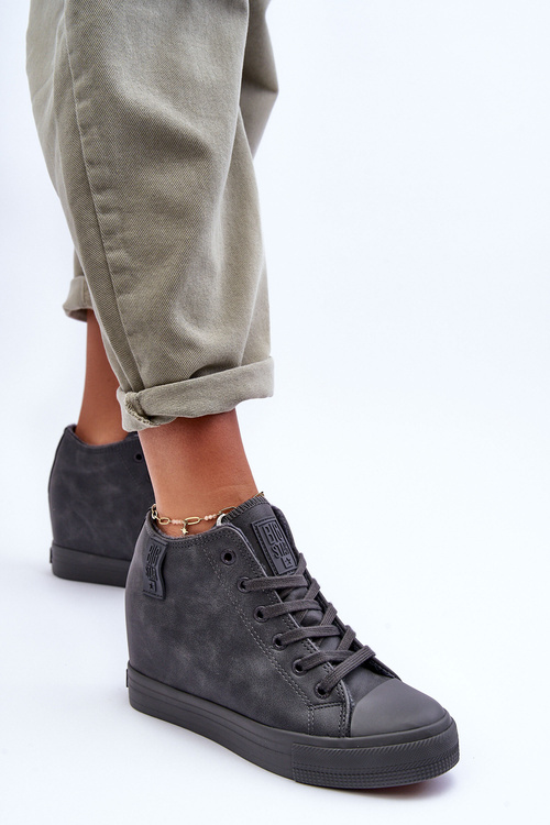 Жіночі шкіряні кросівки на платформі Big Star MM274005 сірі